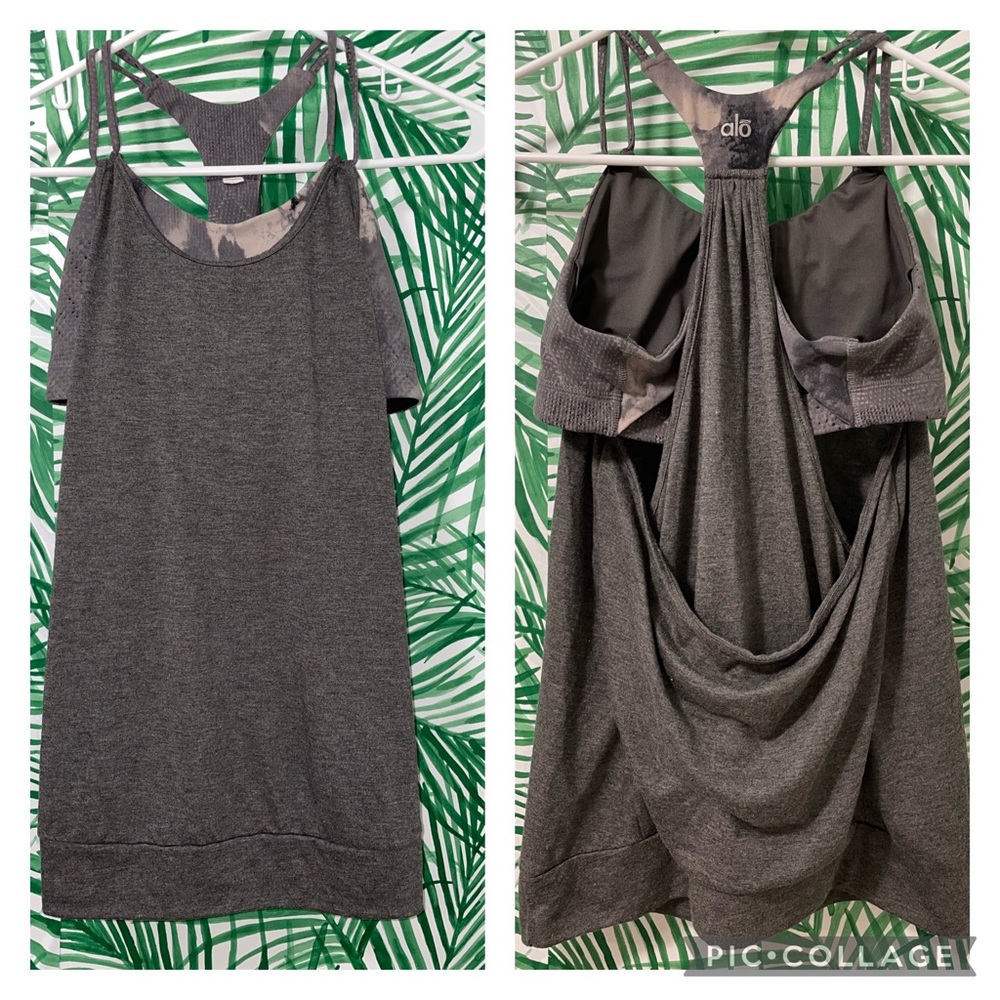 ALO yoga gray tank with built-in bra